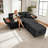 Fluffy 2-in-1 Loveseat & Chaise Lounge with Hidden Storage, Double Ottomans & Table-988749404