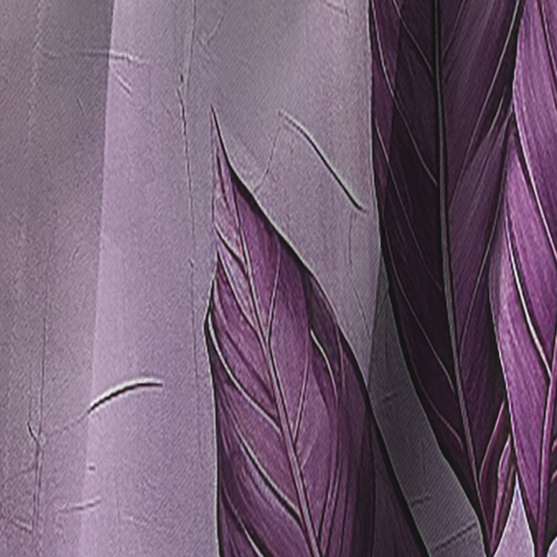 Purple Leaves Plum Precision II - Leaves Curtain - Blackout Floral Curtain - 1 Panels, 52" W x 95" L