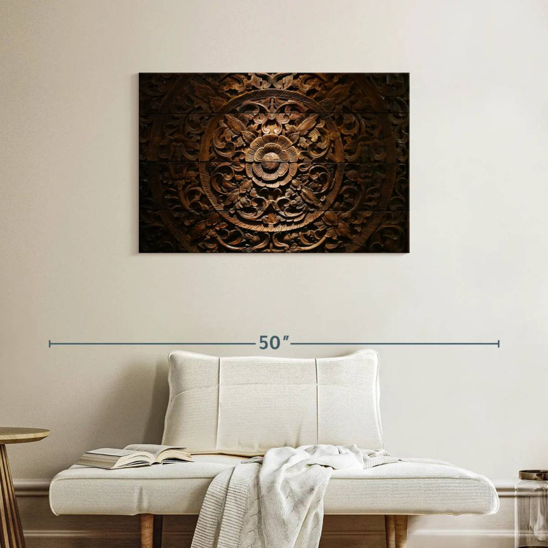 Fleurs de bois sculpté Senne, H 24 po x l 36 po