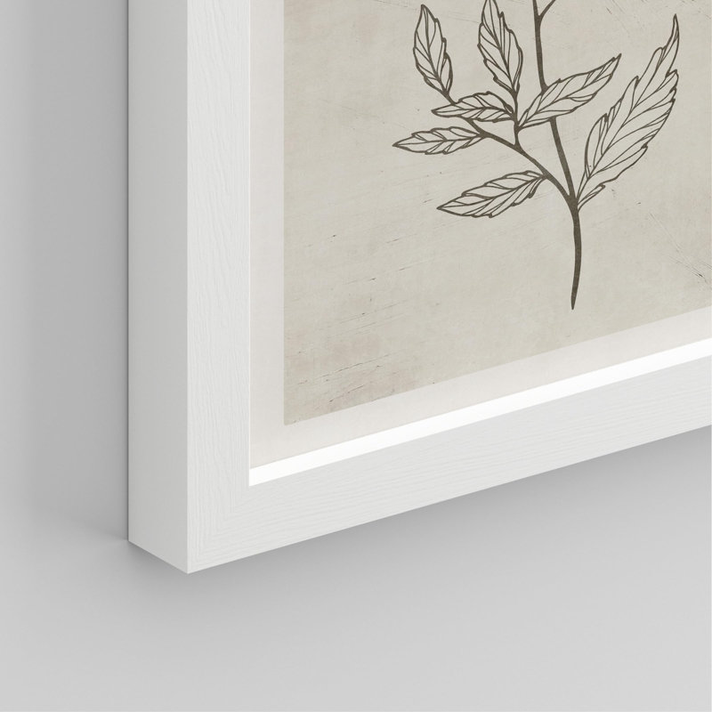 Fleurs abstraites botaniques encadrées sur papier, impression de 4 pièces, Blanc, H 10 po x l 8 po