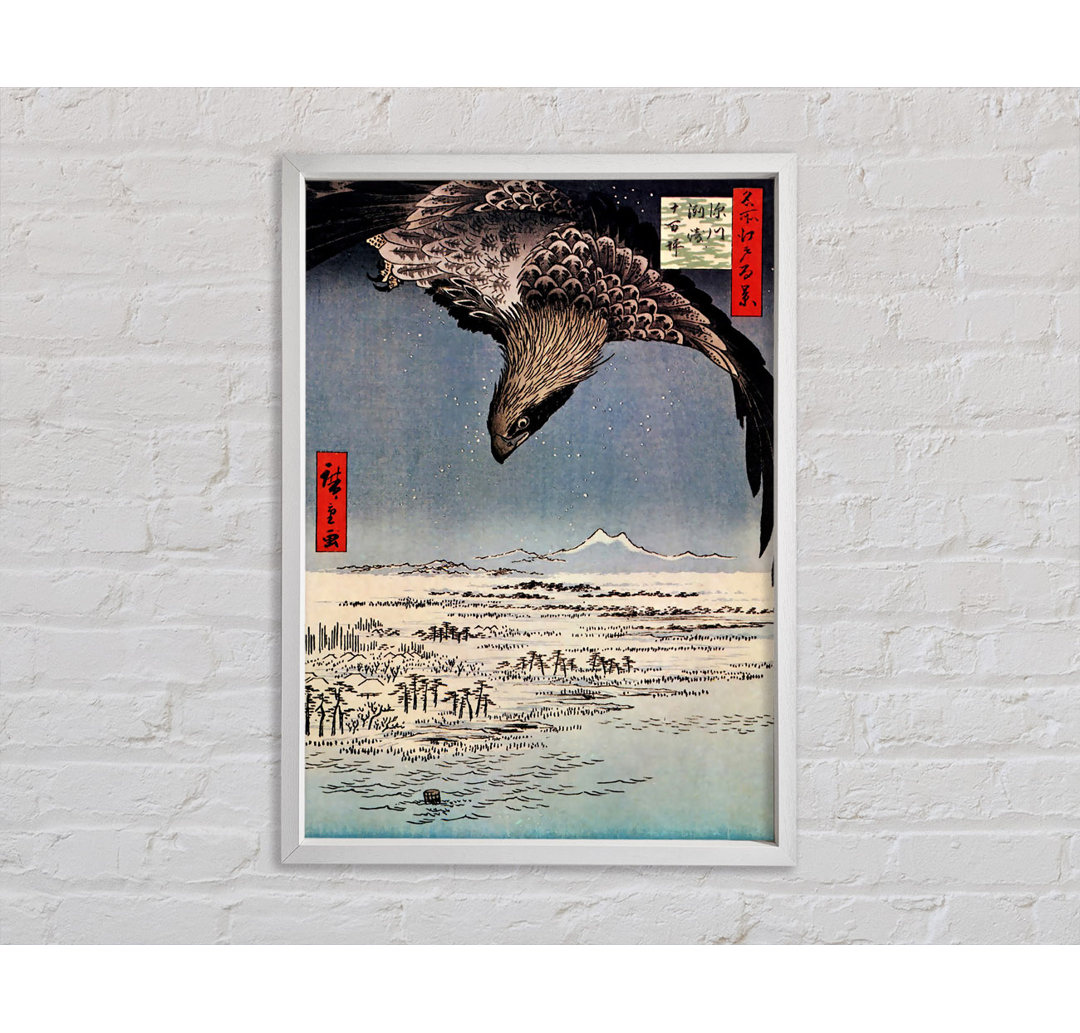 Hiroshige Vogel im Flug - Einzelner Bilderrahmen Kunstdrucke auf Leinwand