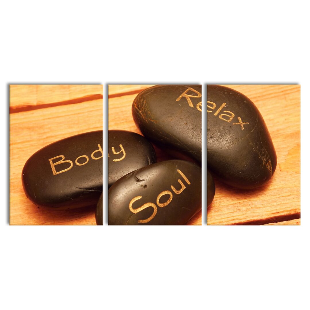 3-tlg. Leinwandbilder-Set Wellness Body Soul Relax