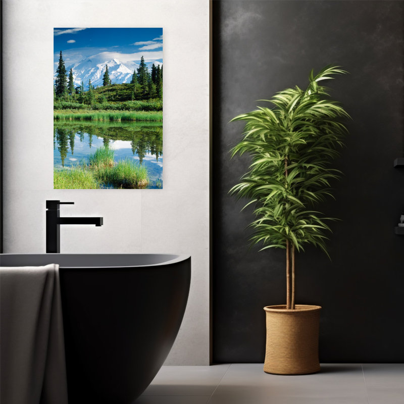 États-Unis, Alaska, mont Mckinley, paysage de pin contemporain abstrait, art de montagne, H 24 po x l 16 po