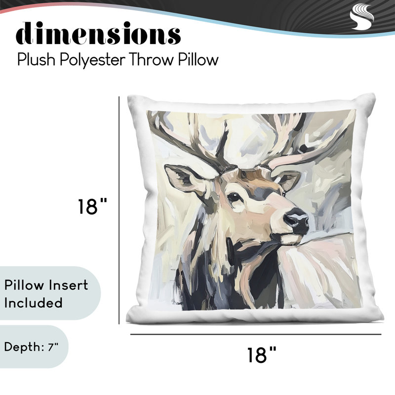 Coussin Neutral Bull Elk Portrait, imprimé par Tina LeCour, 18 x 7 x 18