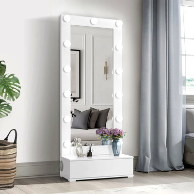 Narrow Tall Mirror With Speaker And Drawer