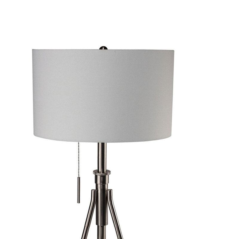 Vintage Look 1pc Floor Lamp, Brushed Chrome, Light Gray