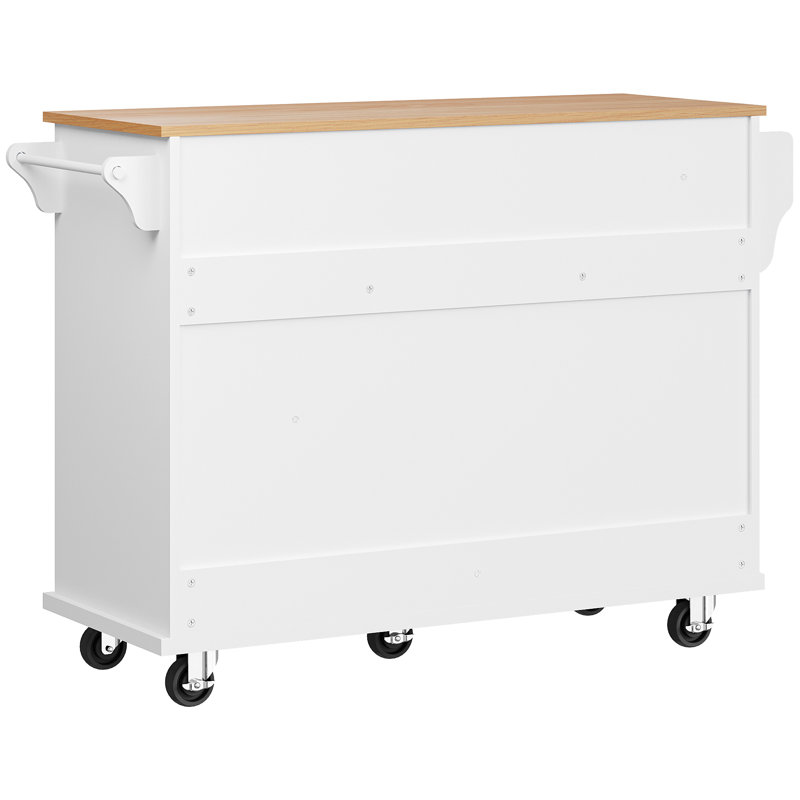 Wood Kitchen Island, White