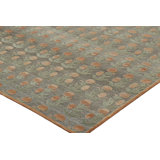 Rug & Kilim’S Block Print Rug Design. Brown And Green And Orange Floral Patterns