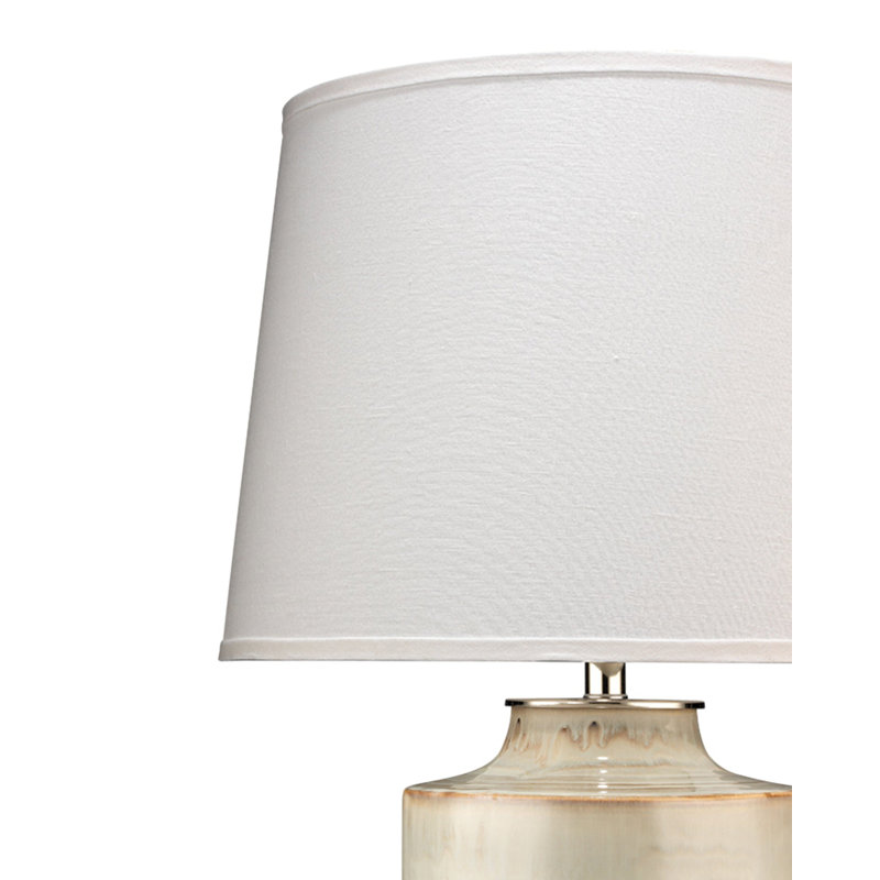 Cream Ceramic Table Lamp with White Linen Shade