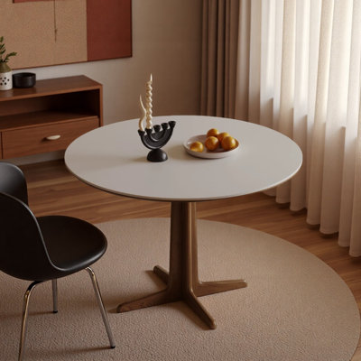 Durable Rock Slab Rubberwood Round Table 43.3in