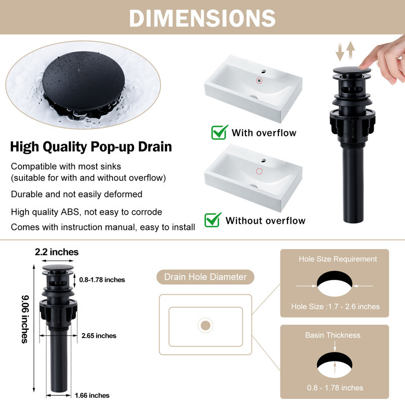 Single-handle Bathroom Faucet with Drain Assembly, Matte Black