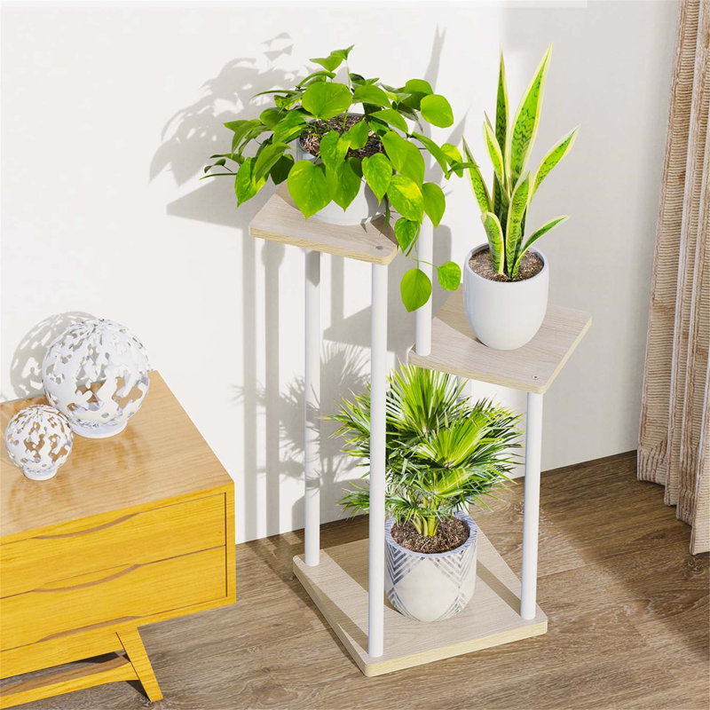 Plant Stand, White/Beige