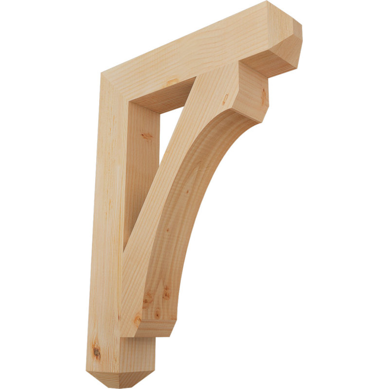 H Support en bois / corbeau, H 28 po x l 3,5 po x P 20 po, Douglas (lisse)