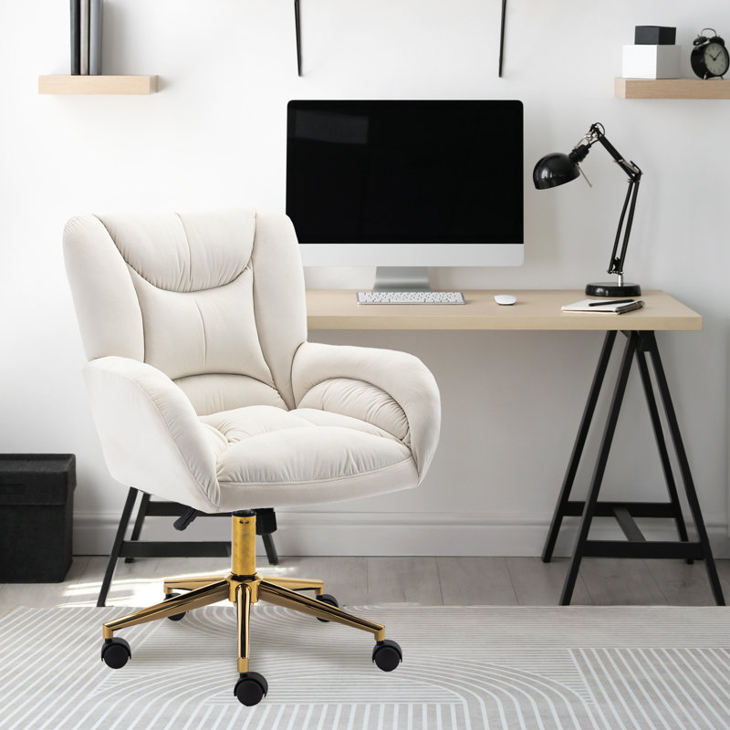 Chaise de bureau Herickson, Velours, Ivoire ivoire
