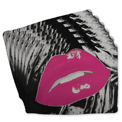 Kissable Pink Glossy Lips Braided Polyester Roksanda (Set of 6)