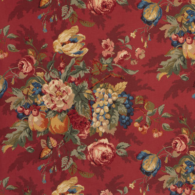 Queensland Red Traditional Cotton Floral Fabric by the Yard