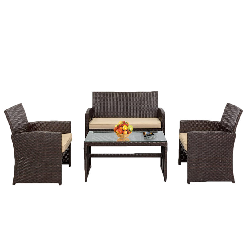 Chaise en rotin 4 pièces Cludia
