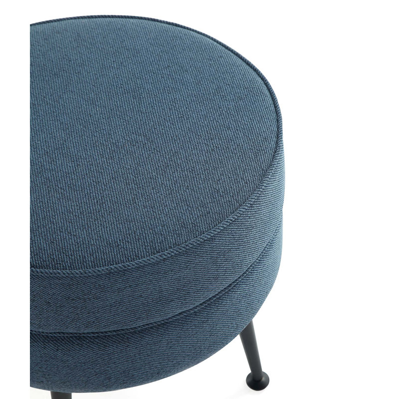 Luker Upholstered Ottoman, Blue, Black