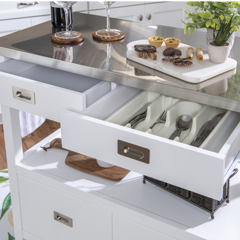 Amryis Kitchen Cart, White