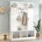 Modern All-in-One Hall Tree with Adjustable Shelves, Classic Arched Farmhouse Storage Bench, and Dual Side Cabinets for Elegant Entryway Organization-1151229185
