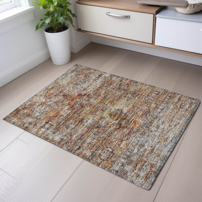 Premium Machine Washable Ducote AMF1143 Global Rug
