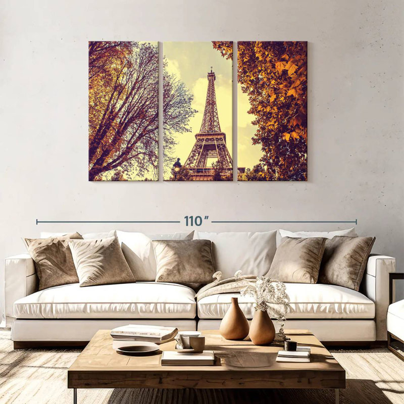Sebbie Eiffel Tower During Autumn, 48" H x 74" W