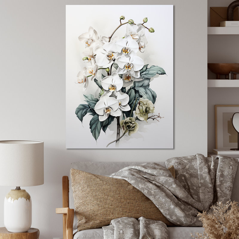 " Black And White Orchid Tranquility ", Wrapped Canvas, 44" H x 34" W x 1.5" D
