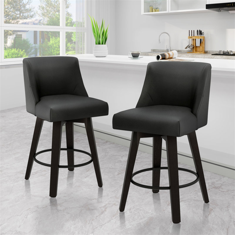 Tabouret de bar et de comptoir pivotant Malakeh, Tabouret de comptoir (siège d'une hauteur de 26 p, Noir anthracite