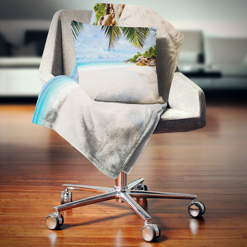 Coussin Seascape Summer Beach avec feuilles de palmier, 18 po x 18 po, Coussin décoratif