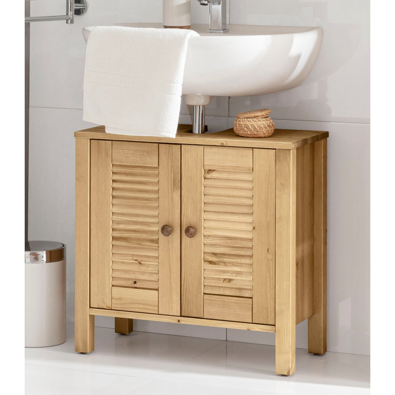 Ayanna Solid Wood Freestanding Bathroom Cabinet, Brown