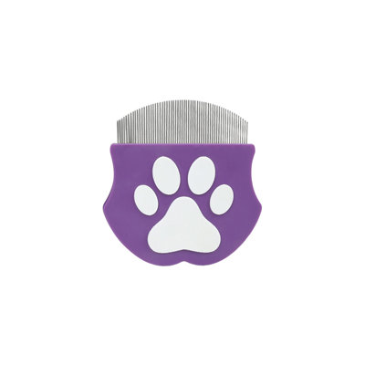 Peigne à puces pour animal de compagnie à dents fines, 2,68 po x 2,56 po, mauve