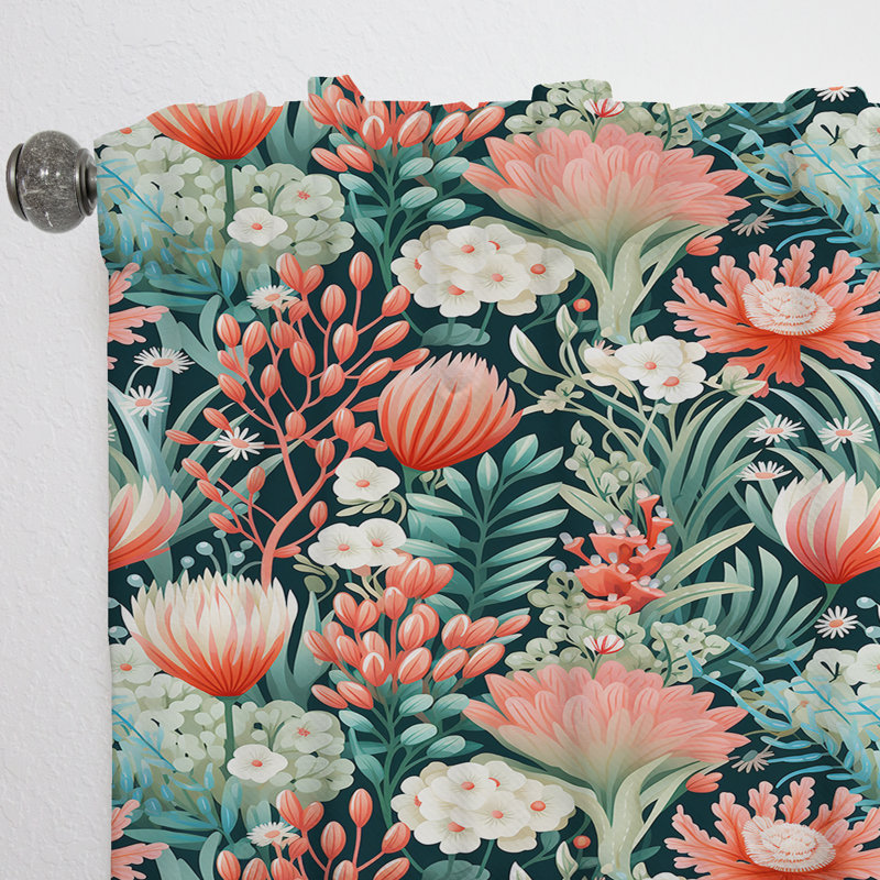 Tropical Reef Adventure - Motif rose I - Rideau floral - Rideau floral obscurcissant - 1 panneau, L 52 po x L 120 po