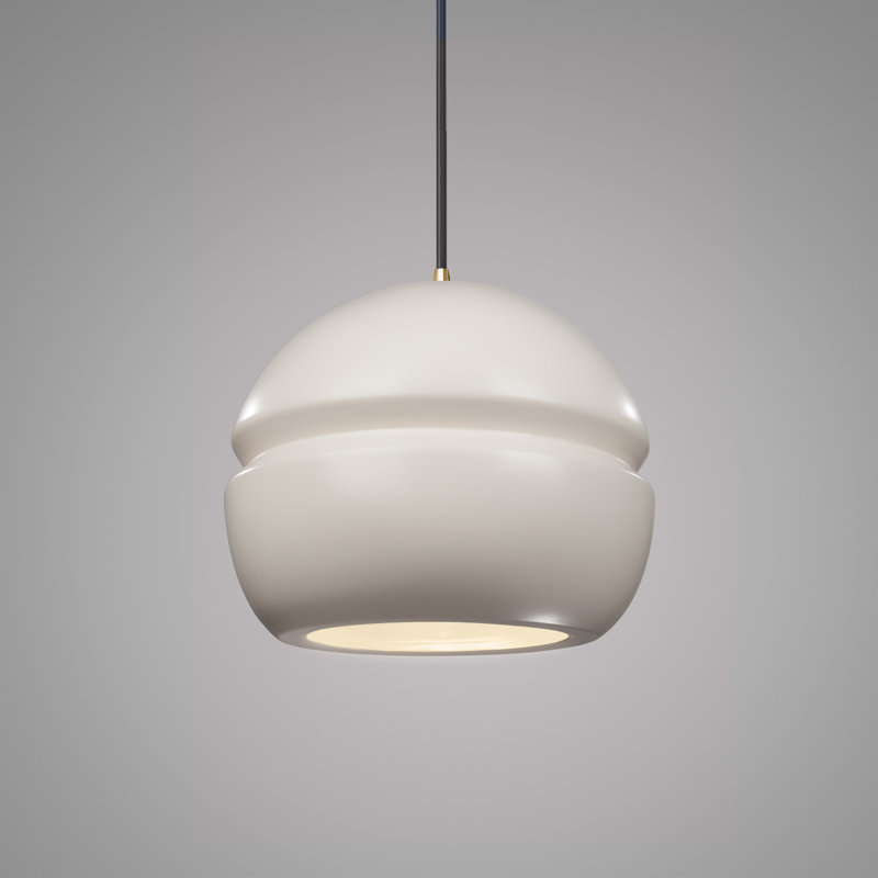 Luminaire suspendu à 1 lumière Logan, Laiton antique, Blanc mat
