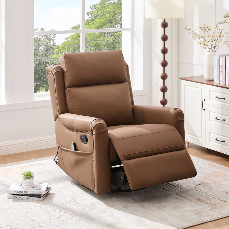 Fauteuils inclinables modernes brun avec massage, cuir pu, prêt pour le cinéma maison