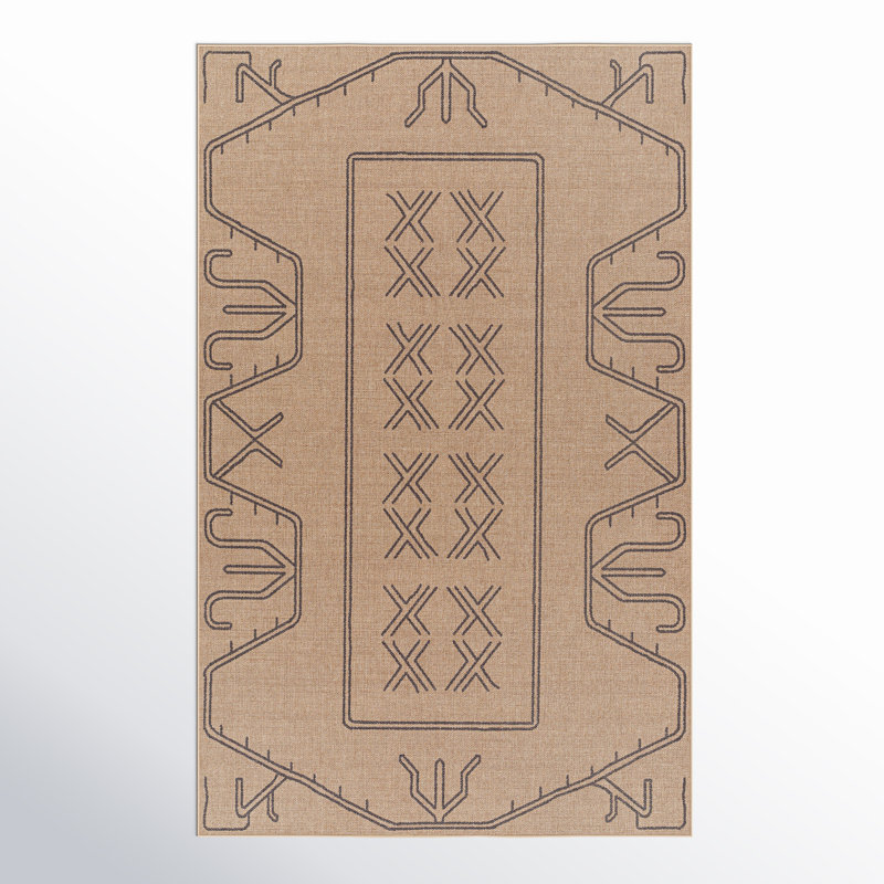 Keld Moroccan Tan Area Rug, Rectangle 5' x 8'