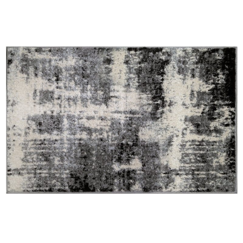 Tapis abstrait gris Jaskirit, Rectangle 7 pi 10 po x 10 pi