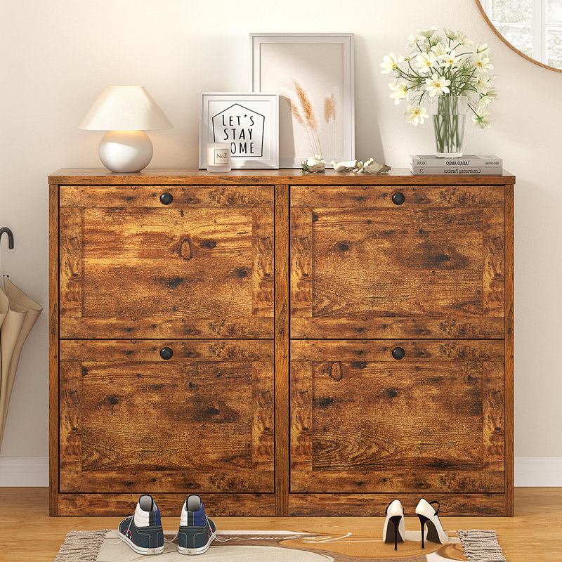 Armoire de rangement pour chaussures 16 paires Josy, Brun rustique