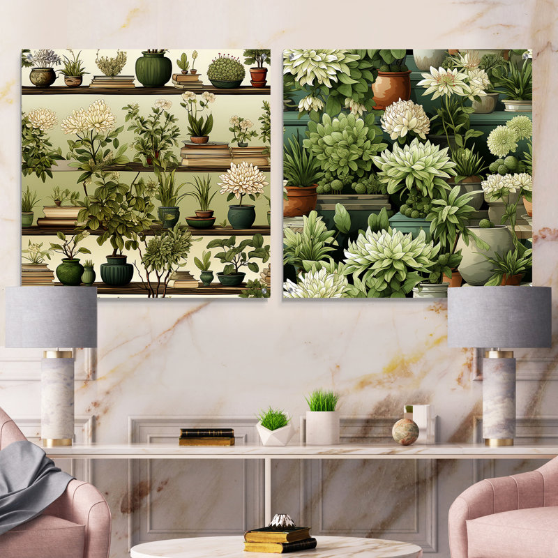 Karsyn - Ensemble de 2 plantes murales en acrylique, H 36 po x l 73 po