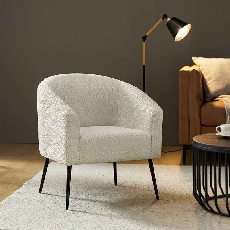 Chaise avec accoudoirs modernes 27,5 po Cadie, Polyester ivoire