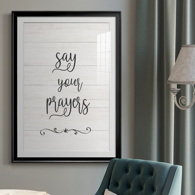 Say Your Prayers - Art textuel avec cadre photo, H 30,5 po x l 42,5 po x P 1,5 po, Noir