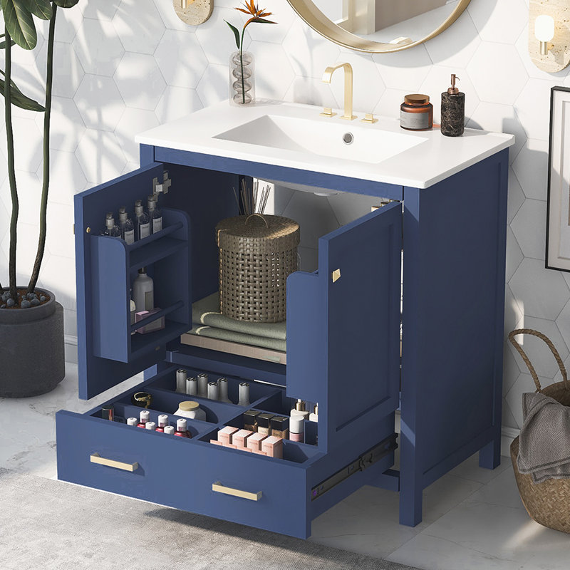 Meuble-lavabo simple avec plateau Hymir 30,01, Bleu