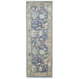 Karina Hand Knotted Wool Floral Area Rug in Blue/Beige