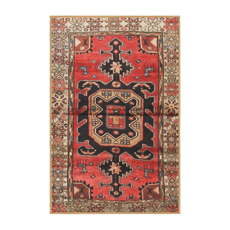 Tapis oriental rouge / beige / noir, Rectangle 5 pi x 7 pi