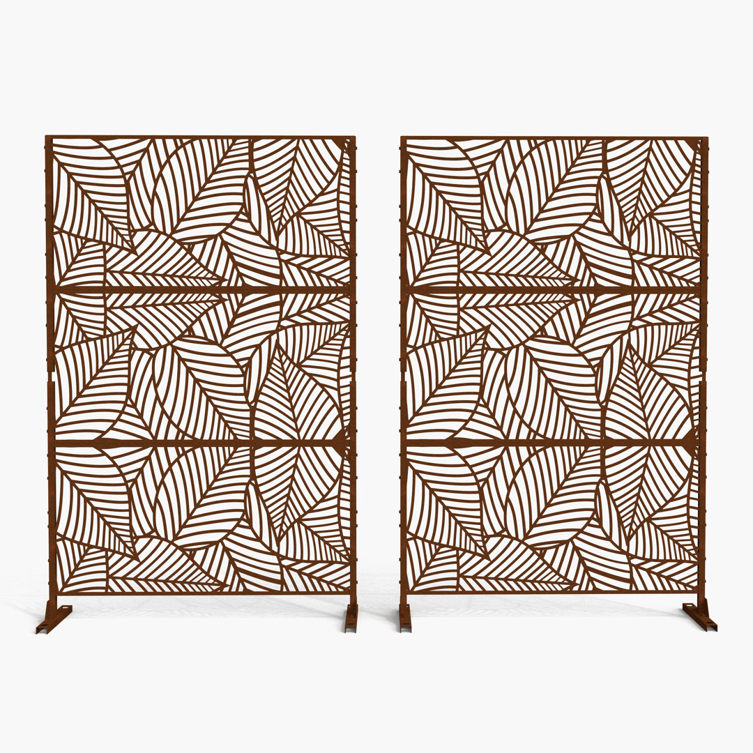 Stanaford 6.3 ft. H x 4 ft. Outdoor Metal Privacy Screen with Large Leaf Flat Pattern Design (Set of 2) Pia Ricco 