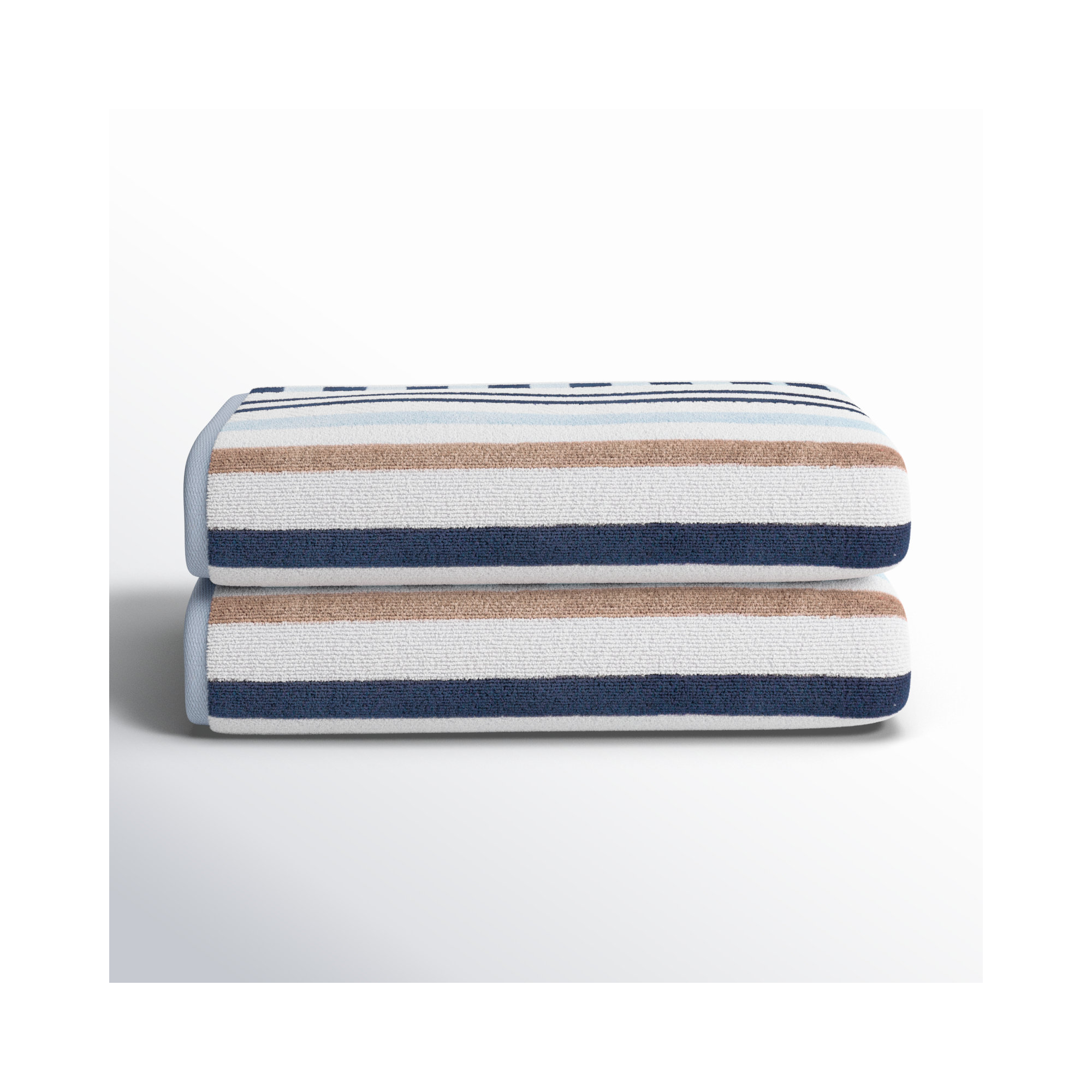 Gilus 100% Cotton Stripe Textured Beach Towel, Morning Blue
