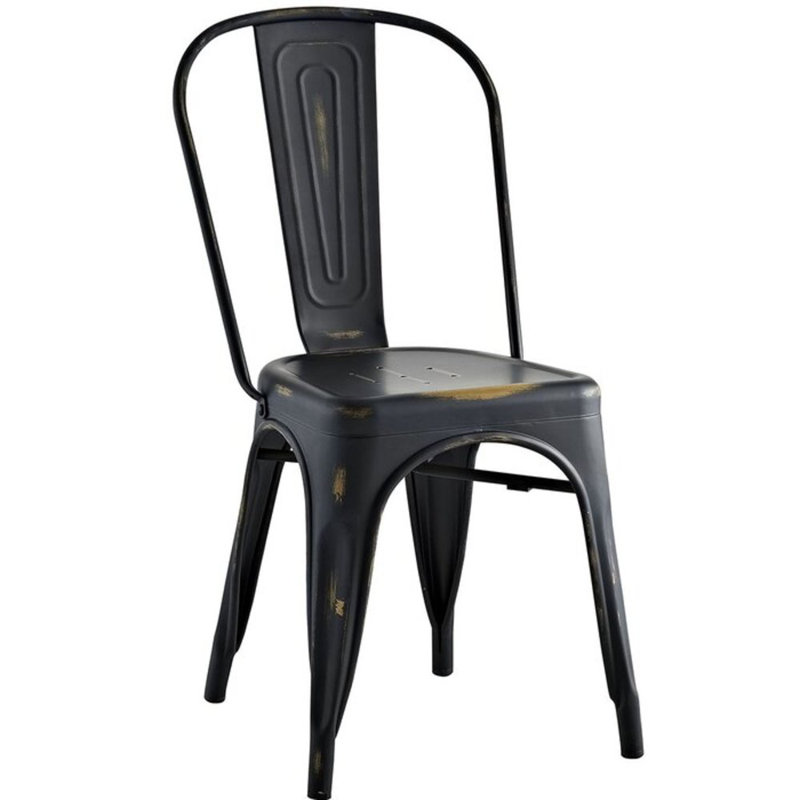 Topps 18'' H Tufted Stacking Side Chair, Black