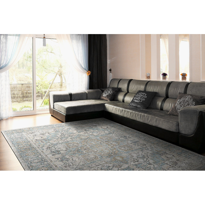 Jazz 6798-885 Beige / taupe / bleu, Rectangle 9 pi x 12 pi