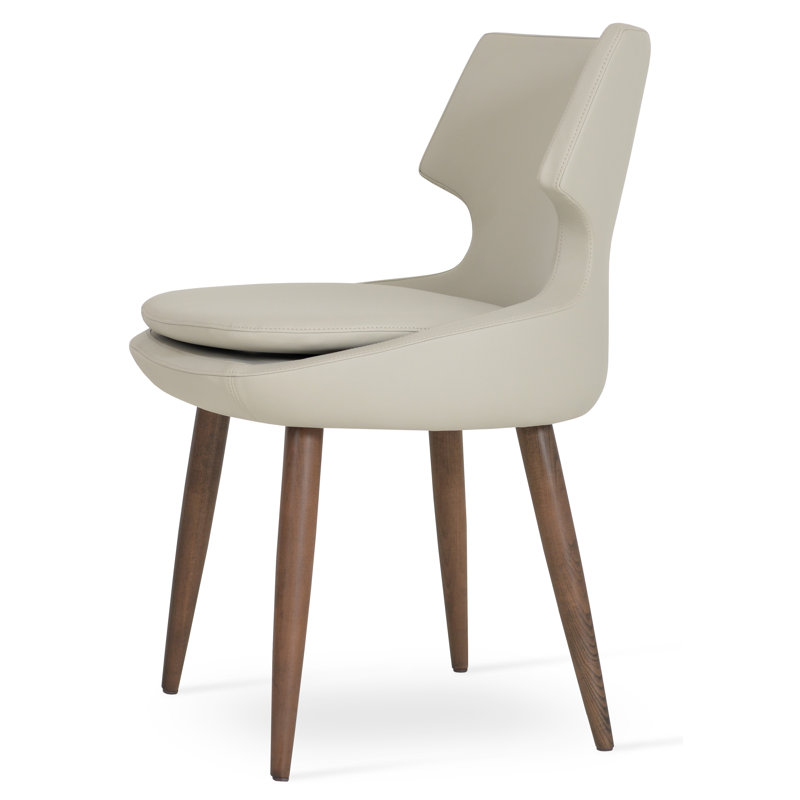 Patara Wood Side Chair, White Faux Leather