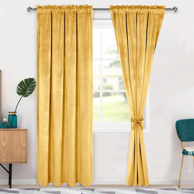Rideaux en velours (2 panneaux) pour chambre et salon, occultants à œillets avec embrasses décoratives, protection thermique 80-85 % contre la lumière, pour une intimité optimale et une décoration intérieure raffinée.