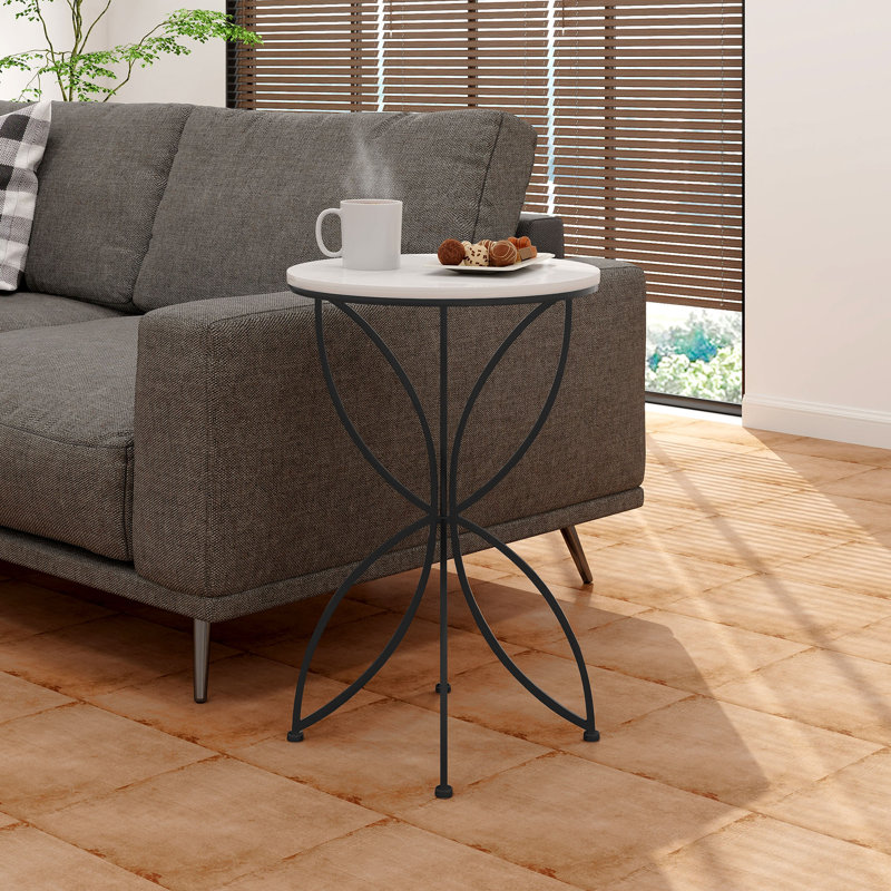 Crosley Stone Top End Table, Black